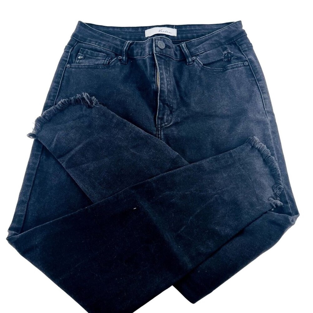 Kancan‎ Women's Jeans size 9/28 Black Skinny Stretch distressed raw hem